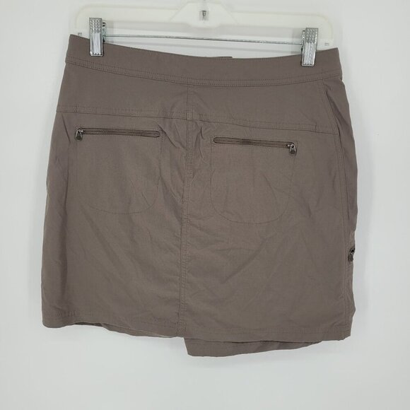 LL bean womens 8 brown skort zip pockets adjustable waist no stretch athleisure - Picture 10 of 11